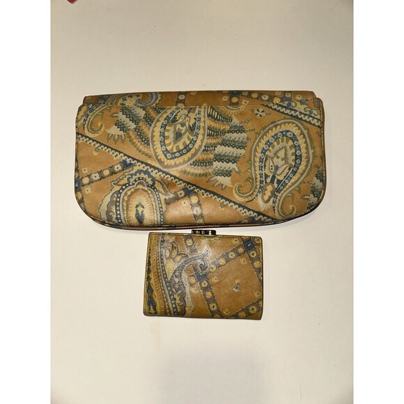 Vintage Morris Moskowitz Leather Clutch And Wallet Set Old Money 1960s 1970s - Picture 3 of 11